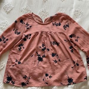 Salmon pink floral blouse